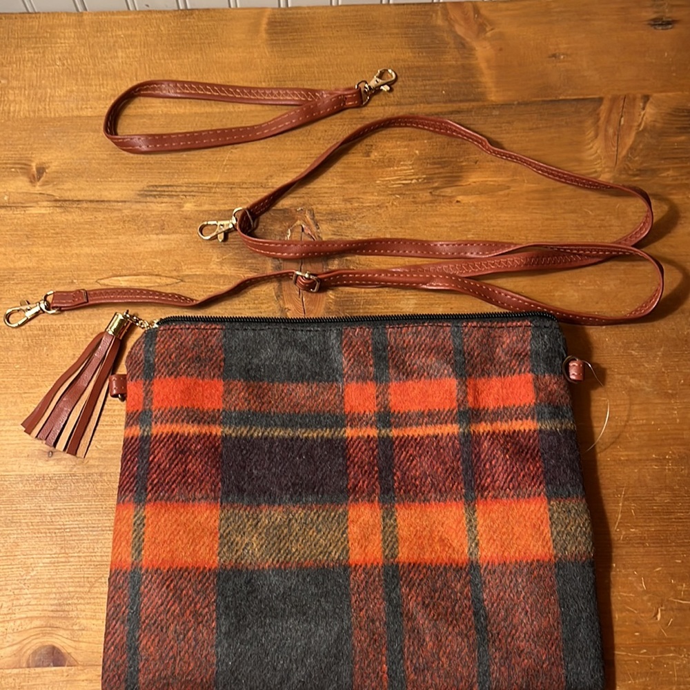Rust Plaid Crossbody Bag - Picture 12 of 12